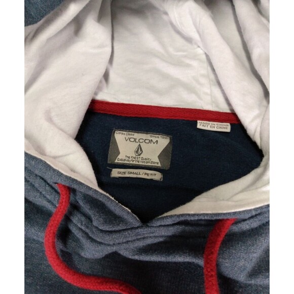 Volcom Hoodie Mens Small Blue Straight Up Fleece Y2K Skateboard Surfer Grunge - Picture 4 of 11